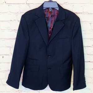 BOYS ISAAC MIZRAHI NEW YORK BLACK SUIT BLAZER W/ COLORFUL LINING - WEDDING -SZ 7